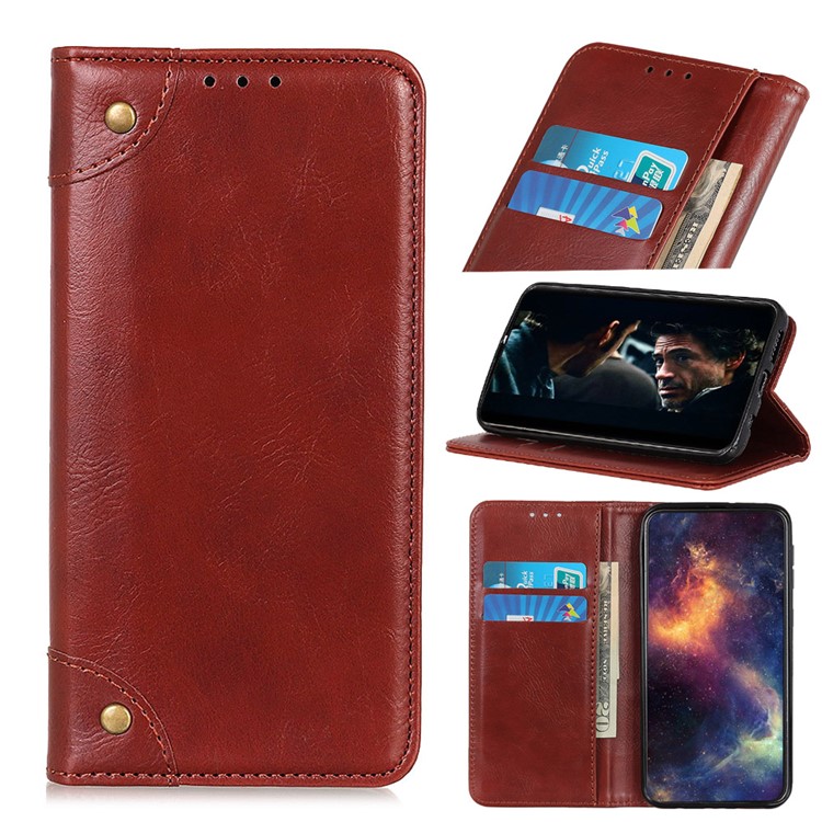 Crazy Horse Auto-absorbed Split Leather Wallet Phone Case for Huawei P20 lite (2019)/nova 5i - Brown-1