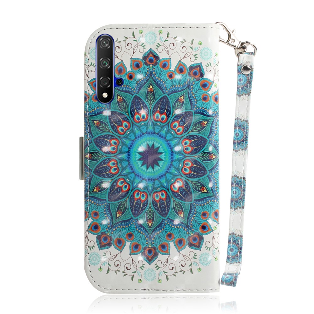 3D Light Spot Decor Pattern Printing Leather Wallet Stand Case for Huawei Honor 20 - Charming Flower-3