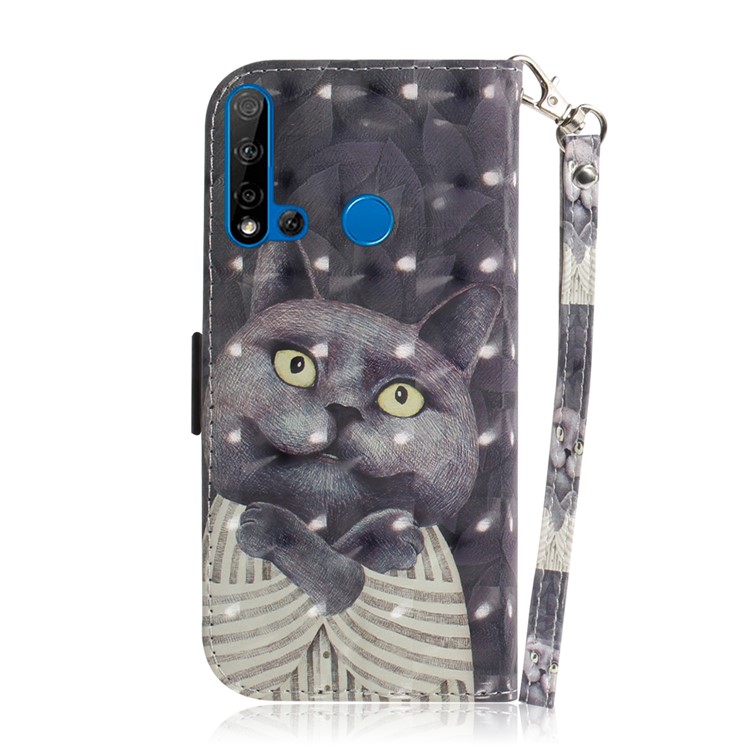 Pattern Printing Light Spot Decor Leather Wallet Phone Casing with Strap for Huawei P20 lite (2019) - Fierce Panda-3