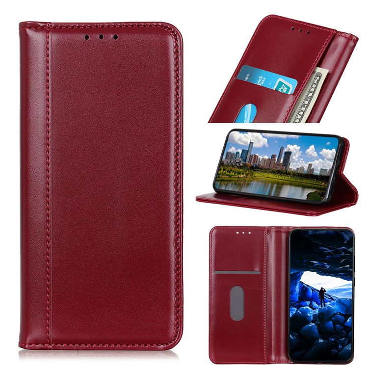 Auto-absorbed Split Leather Wallet Phone Casing for Huawei nova 5/nova 5 Pro - Red-1