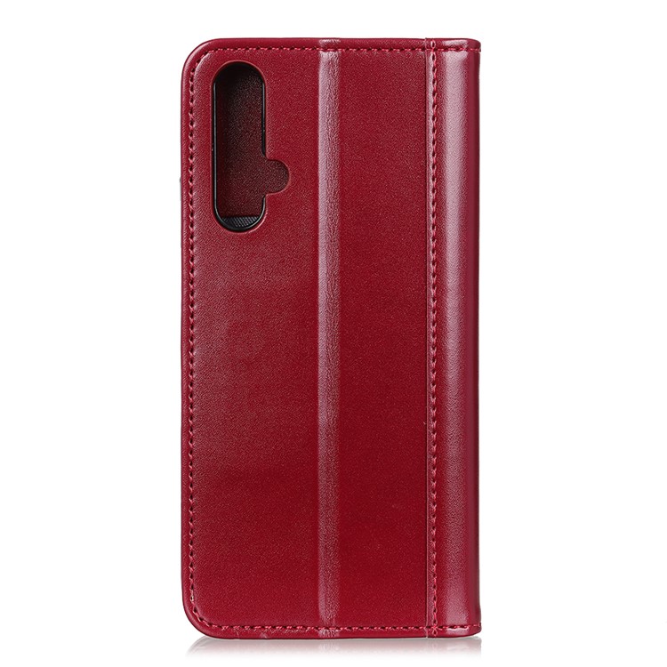 Auto-absorbed Split Leather Wallet Phone Casing for Huawei nova 5/nova 5 Pro - Red-7