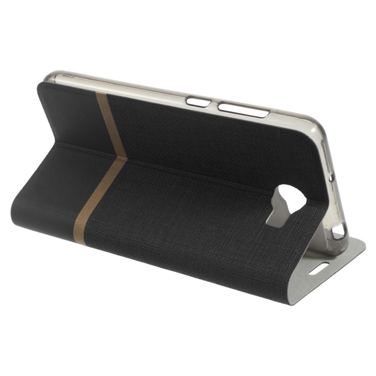 Cross Texture Card Holder Leather Flip Case for Huawei Y5II / Y5II - Black-7