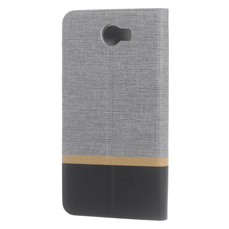 Cross Grain Card Holder Leather Flip Cover for Huawei Y5II / Y5II - Grey-2