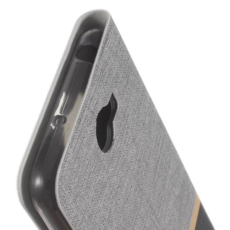 Cross Grain Card Holder Leather Flip Cover for Huawei Y5II / Y5II - Grey-5
