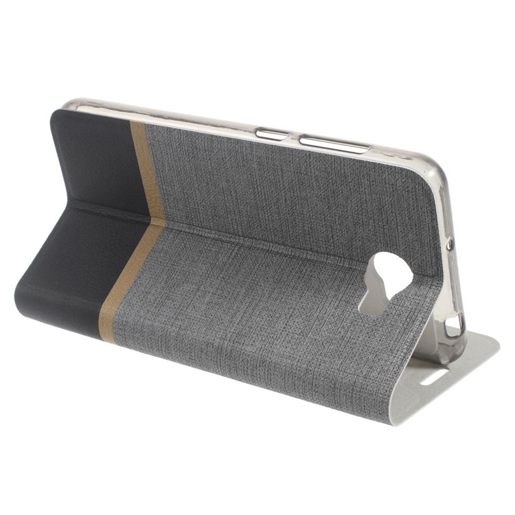 Cross Grain Card Holder Leather Flip Cover for Huawei Y5II / Y5II - Grey-7