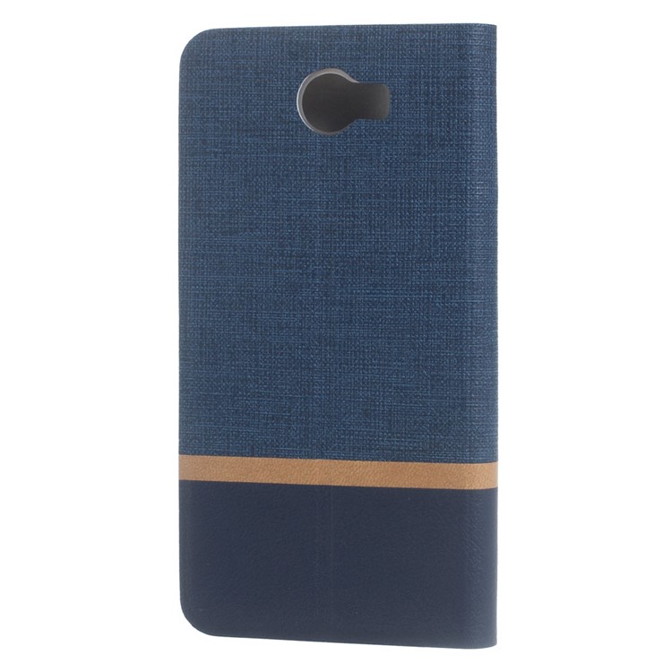 Cross Texture Card Holder Leather Stand Shell for Huawei Y5II / Y5II - Blue-2
