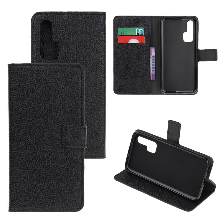 Billetera De Piel Litchi Con Estuche Para Huawei Honor 20 Pro - Negro-1