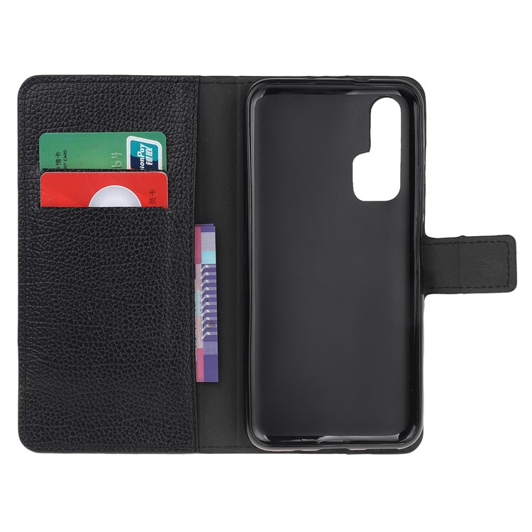 Billetera De Piel Litchi Con Estuche Para Huawei Honor 20 Pro - Negro-3
