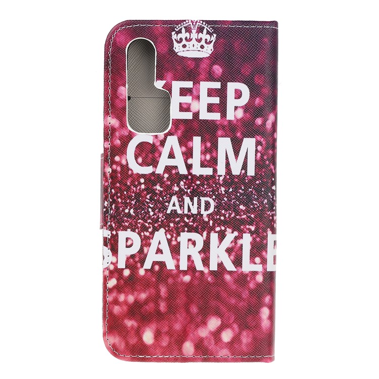 Pattern Printing Cross Texture Leather Wallet Case for Huawei Honor 20 Pro - Quote Keep Calm and Sparkle-3