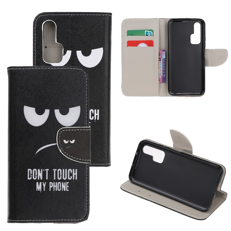 Pattern Printing Cross Texture Leather Wallet Case for Huawei Honor 20 Pro - Do not Touch My Phone-1