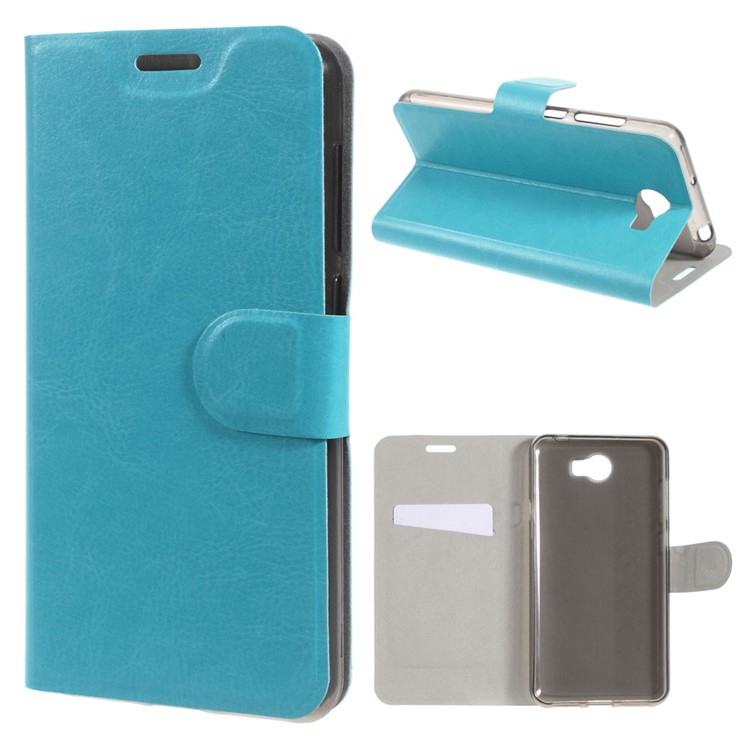 Crazy Horse Leather Phone Case for Huawei Y5II / Y5II - Blue-1