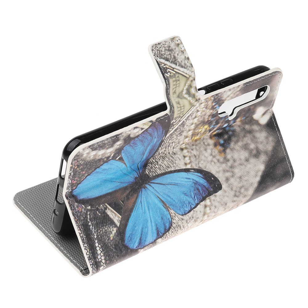 Pattern Printing Leather Wallet Stand Case for Huawei Honor 20S / Honor 20 - Blue Butterfly-4
