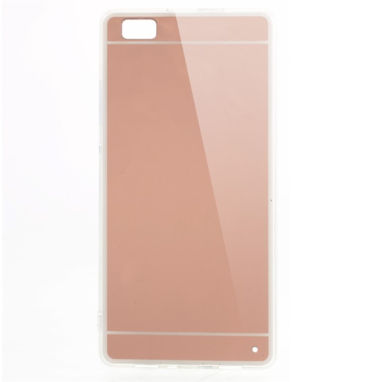 Mirror Effect Acrylic Back TPU Edges Cover for Huawei P8 Lite - Rose Gold-2