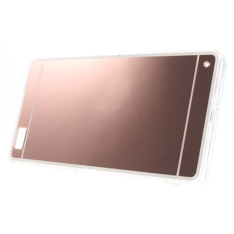 Mirror Effect Acrylic Back TPU Edges Cover for Huawei P8 Lite - Rose Gold-3