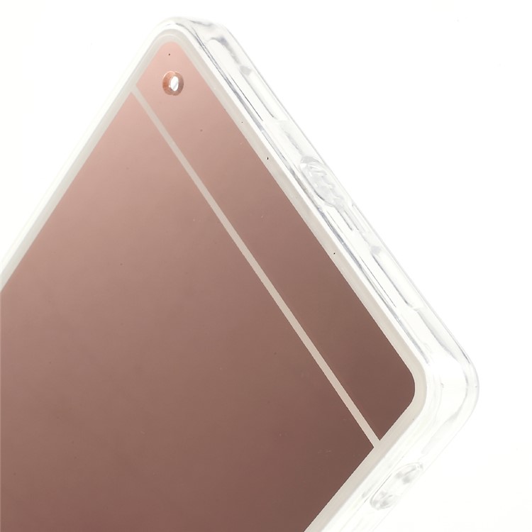 Mirror Effect Acrylic Back TPU Edges Cover for Huawei P8 Lite - Rose Gold-4