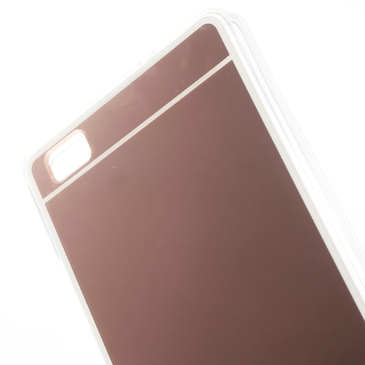 Mirror Effect Acrylic Back TPU Edges Cover for Huawei P8 Lite - Rose Gold-5