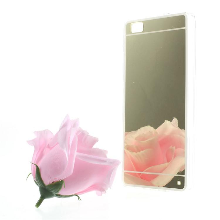 Mirror Effect Acrylic Back TPU Edges Shell for Huawei P8 Lite - Gold-1