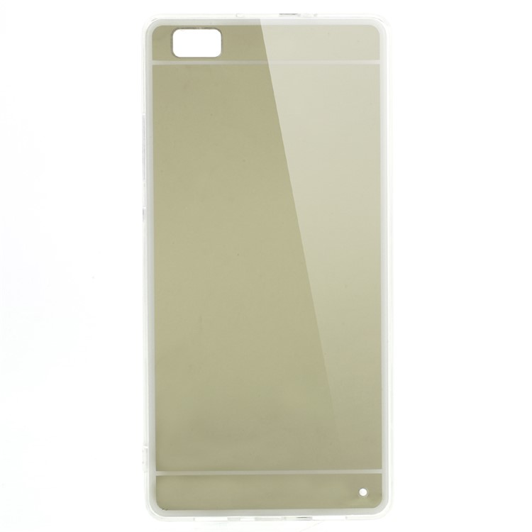 Mirror Effect Acrylic Back TPU Edges Shell for Huawei P8 Lite - Gold-2
