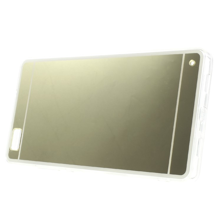 Mirror Effect Acrylic Back TPU Edges Shell for Huawei P8 Lite - Gold-3