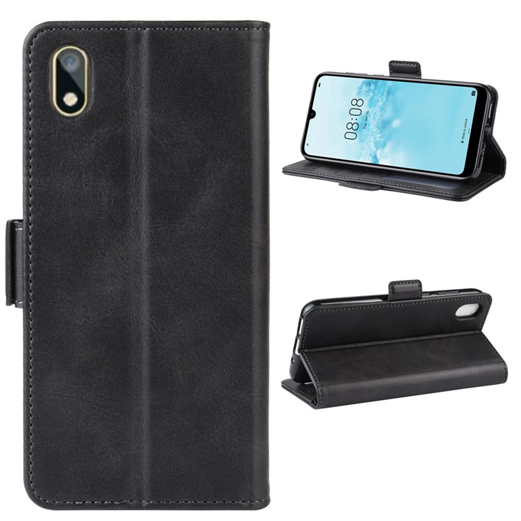 Magnetic Double Clasp Leather Wallet Stand Case for Huawei Y5 (2019) - Black-1