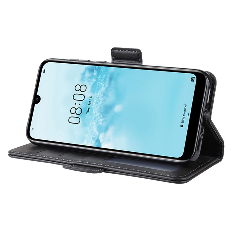 Magnetic Double Clasp Leather Wallet Stand Case for Huawei Y5 (2019) - Black-6