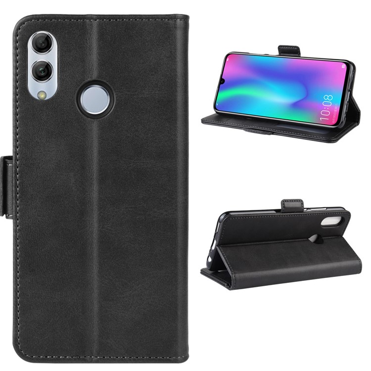 Magnetic Double Clasp Leather Wallet Stand Case for Huawei Honor 10 Lite - Black-1