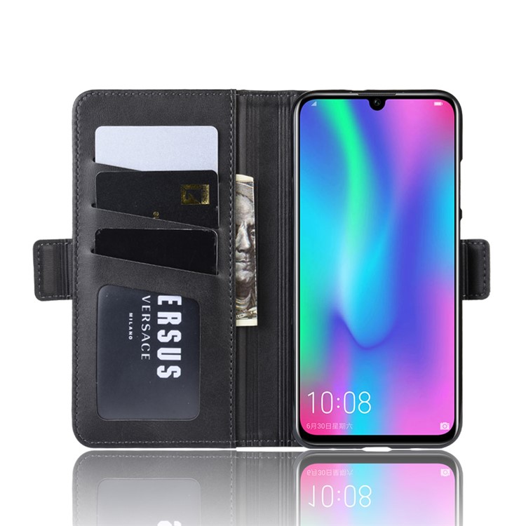 Magnetic Double Clasp Leather Wallet Stand Case for Huawei Honor 10 Lite - Black-5
