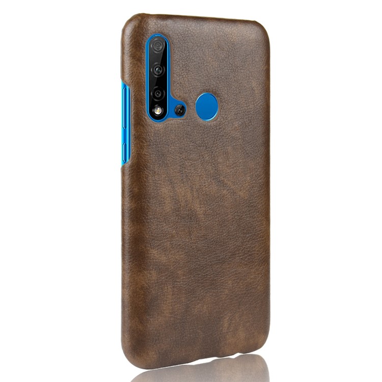 Litchi Texture PU Leather Coated PC Case for Huawei P20 lite (2019)/nova 5i - Brown-3