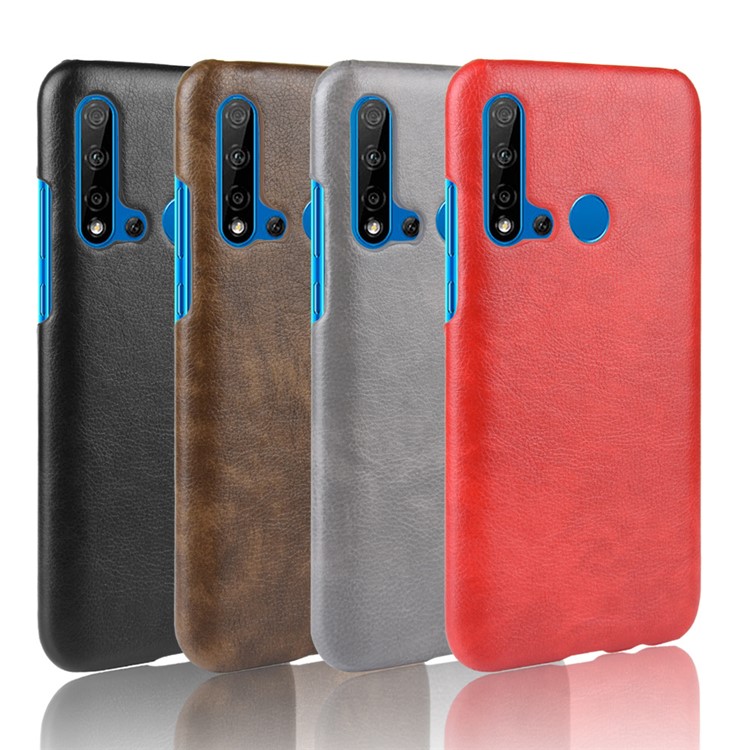 Litchi Texture PU Leather Coated PC Case for Huawei P20 lite (2019)/nova 5i - Brown-6