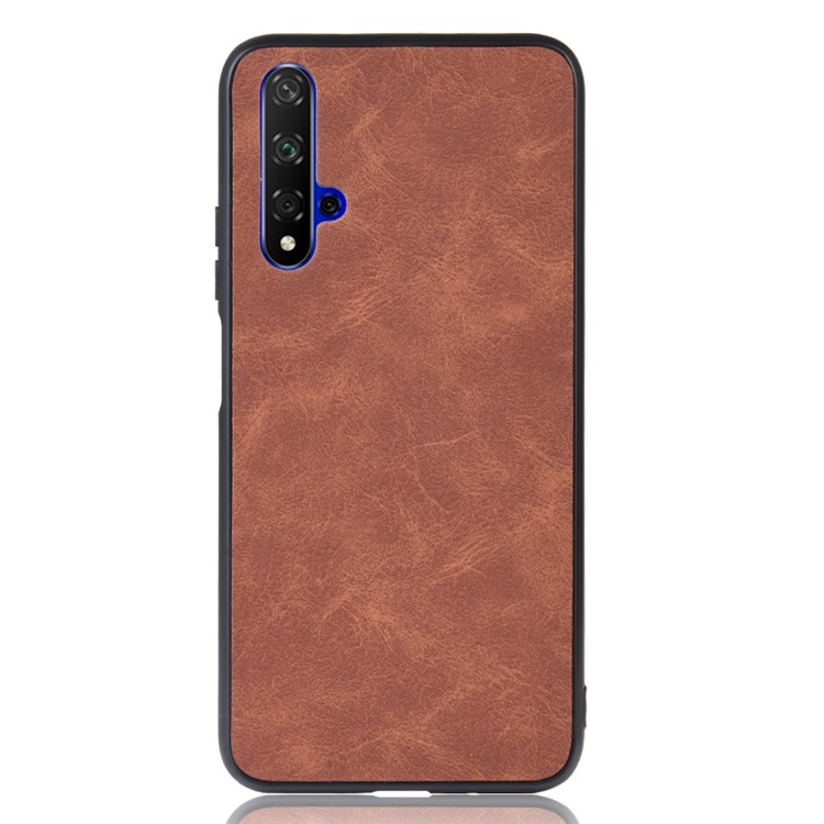 PU Leather Coated TPU Back Phone Casing for Huawei Nova 5 - Brown-2