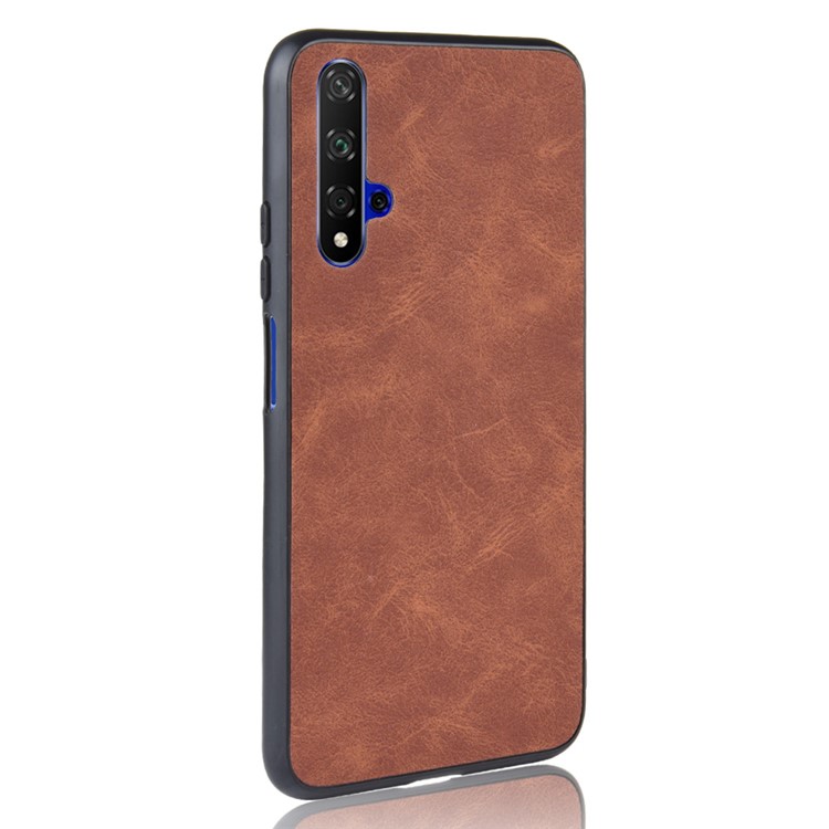 PU Leather Coated TPU Back Phone Casing for Huawei Nova 5 - Brown-3