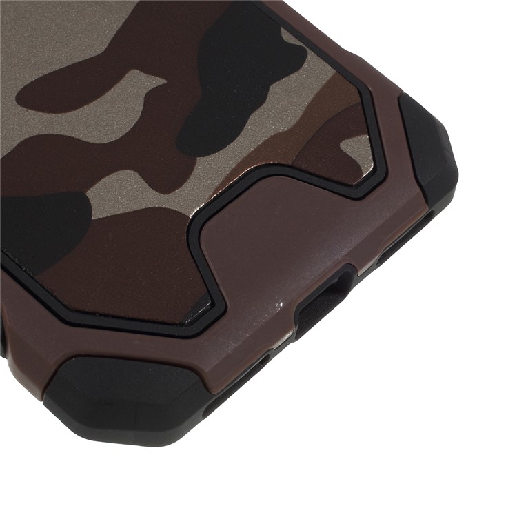 Camouflage Leather Coated PC TPU Shockproof Protective Shell for Huawei Y7 (2019, with Fingerprint Sensor) - Brown-6