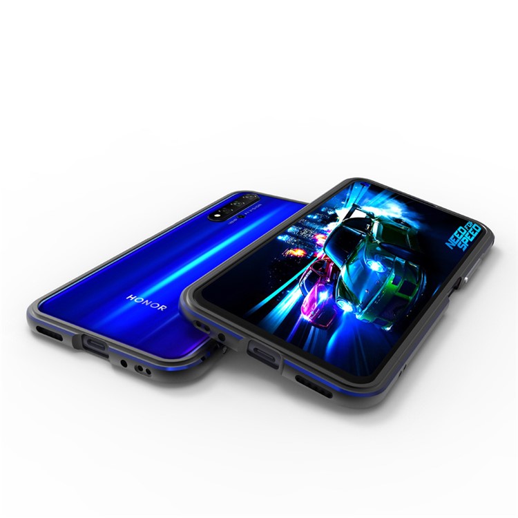 High-Quality Metal Frame Protective Phone Bumper Case for Huawei Honor 20 - Black / Blue-5