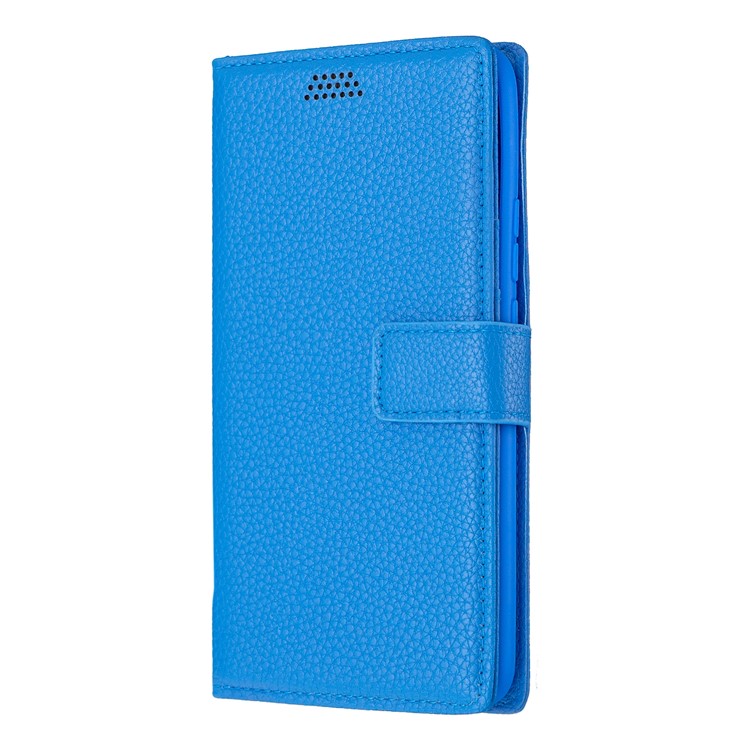 Litchi Skin Wallet Leather Stand Case for Huawei P Smart Z - Blue-3