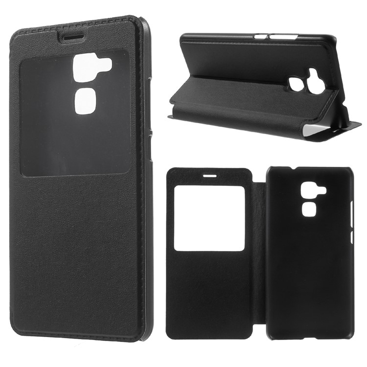 Window View Slim Leather Case for Huawei Honor 5c / GT3 - Black-1