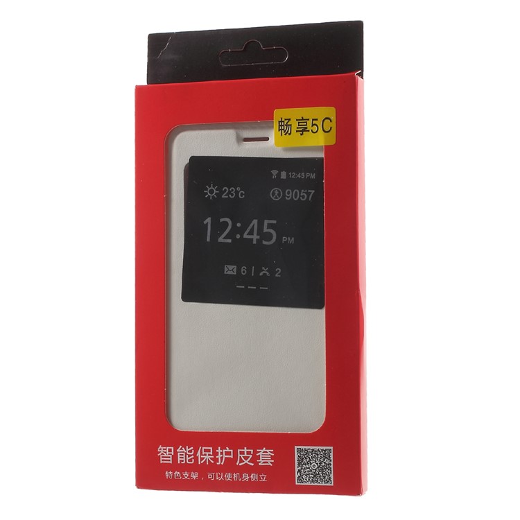 Window View Slim Leather Cover for Huawei Honor 5c / GT3 - White-9