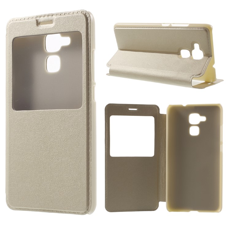 Slim Leather Stand View Case Cover for Huawei Honor 5c / GT3 - Gold-1