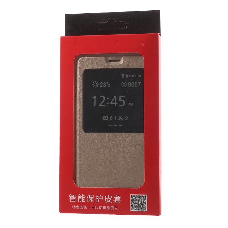 Slim Leather Stand View Case Cover for Huawei Honor 5c / GT3 - Gold-9