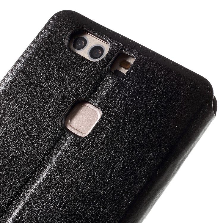 Crazy Horse Card Holder Leather Flip Case for Huawei P9 Plus - Black-10