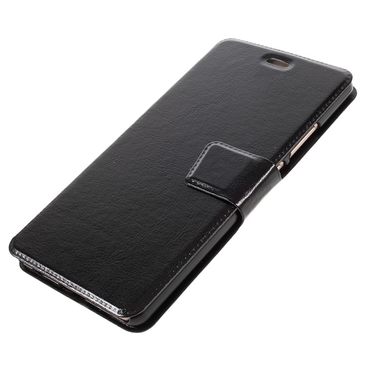 Crazy Horse Card Holder Leather Flip Case for Huawei P9 Plus - Black-3