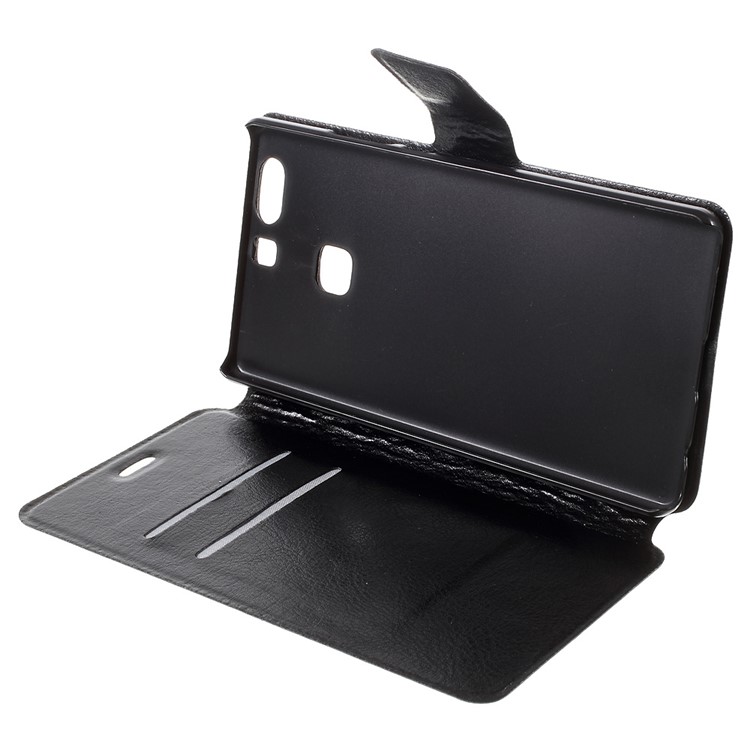 Crazy Horse Card Holder Leather Flip Case for Huawei P9 Plus - Black-7