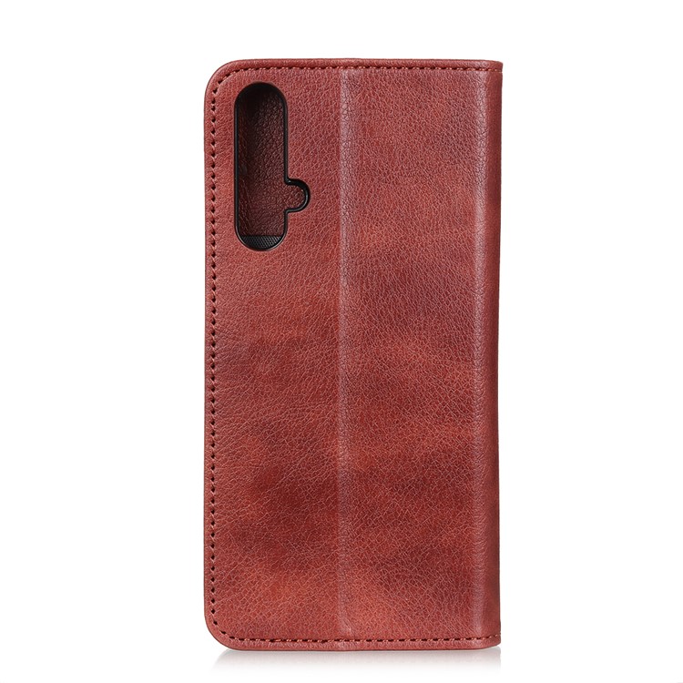 Auto-absorbed Split Leather Wallet Case for Huawei Nova 5 - Brown-6