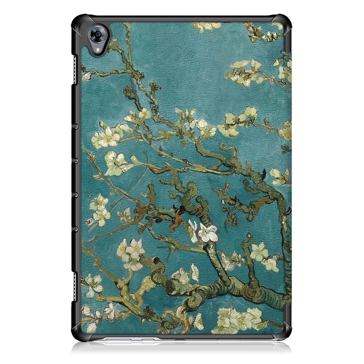 Pattern Printing PU Leather Tri-fold Stand Tablet Case for Huawei MediaPad M6 10.8-inch - Apricot Blossom-3