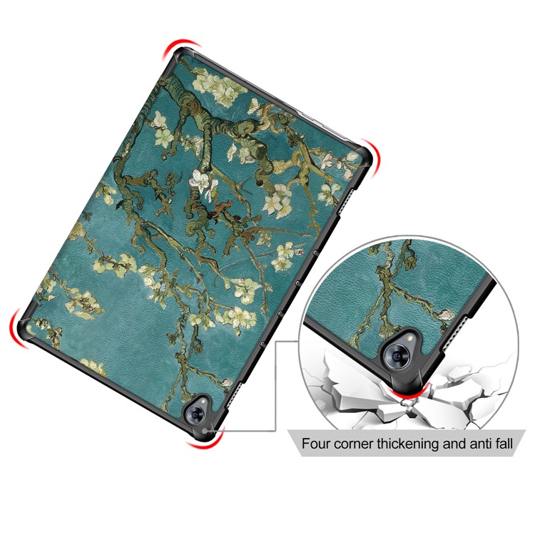 Pattern Printing PU Leather Tri-fold Stand Tablet Case for Huawei MediaPad M6 10.8-inch - Apricot Blossom-5