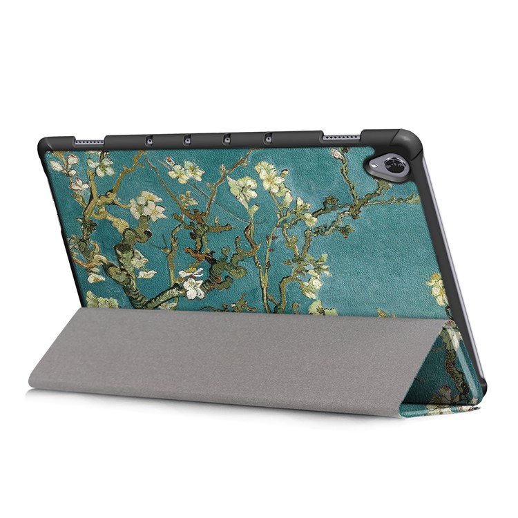 Pattern Printing PU Leather Tri-fold Stand Tablet Case for Huawei MediaPad M6 10.8-inch - Apricot Blossom-7