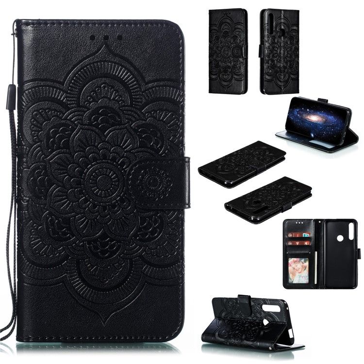 Imprint Flower Leather Mobile Shell for Huawei Y9 Prime 2019 / Huawei P Smart Z - Black-1