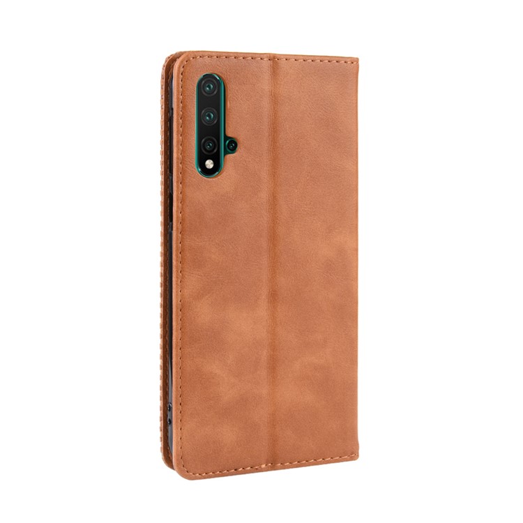 Vintage Auto-absorbed Leather Phone Cover for Huawei nova 5 / nova 5 Pro - Brown-9