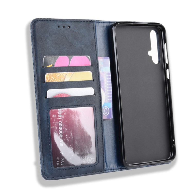 Vintage Auto-absorbed Leather Phone Cover for Huawei nova 5 / nova 5 Pro - Blue-3