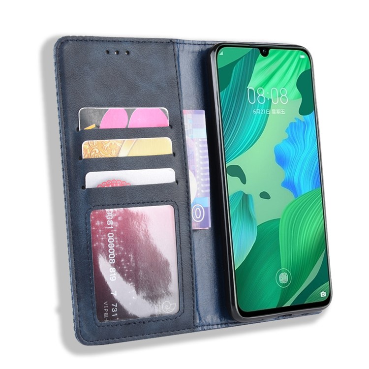 Vintage Auto-absorbed Leather Phone Cover for Huawei nova 5 / nova 5 Pro - Blue-4