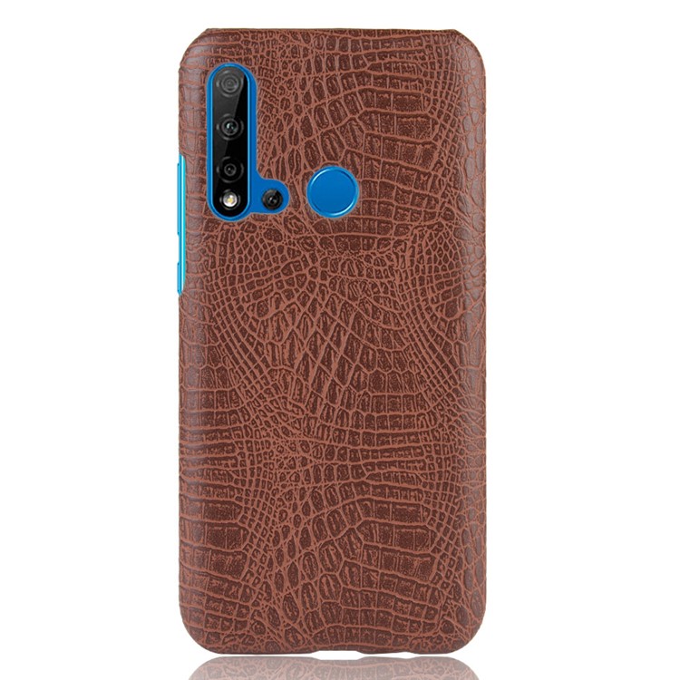 Crocodile Texture PU Leather+PC Phone Cover for Huawei P20 lite (2019) / nova 5i - Brown-2